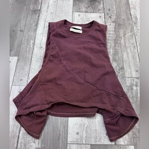 Urban Outfitters Women’s Maroon Crewneck Cropped Oversized Tank Top Small Flowy